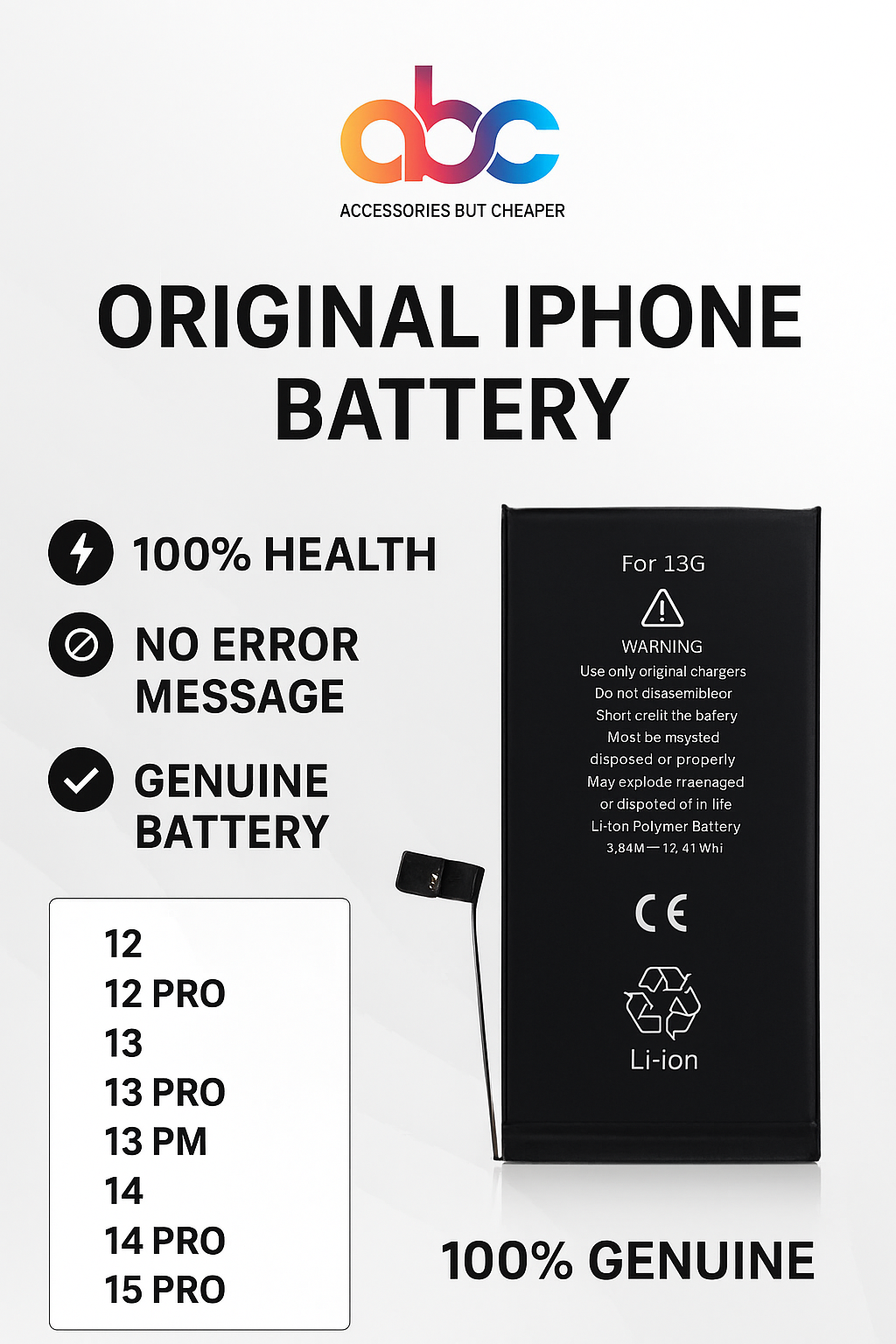 β
Original iPhone Battery Replacement β 100% Health, No Error Message, Genuine & Reliable